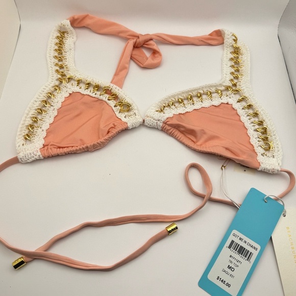 Beach Bunny Got Me In Chains Tri Bikini Set - Size M - Picture 4 of 13